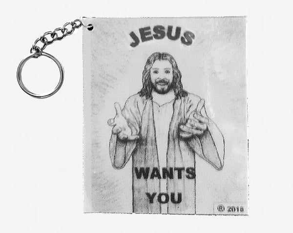 Jesus Wants You Keychain – Small English Laminated Tract (No Audio)